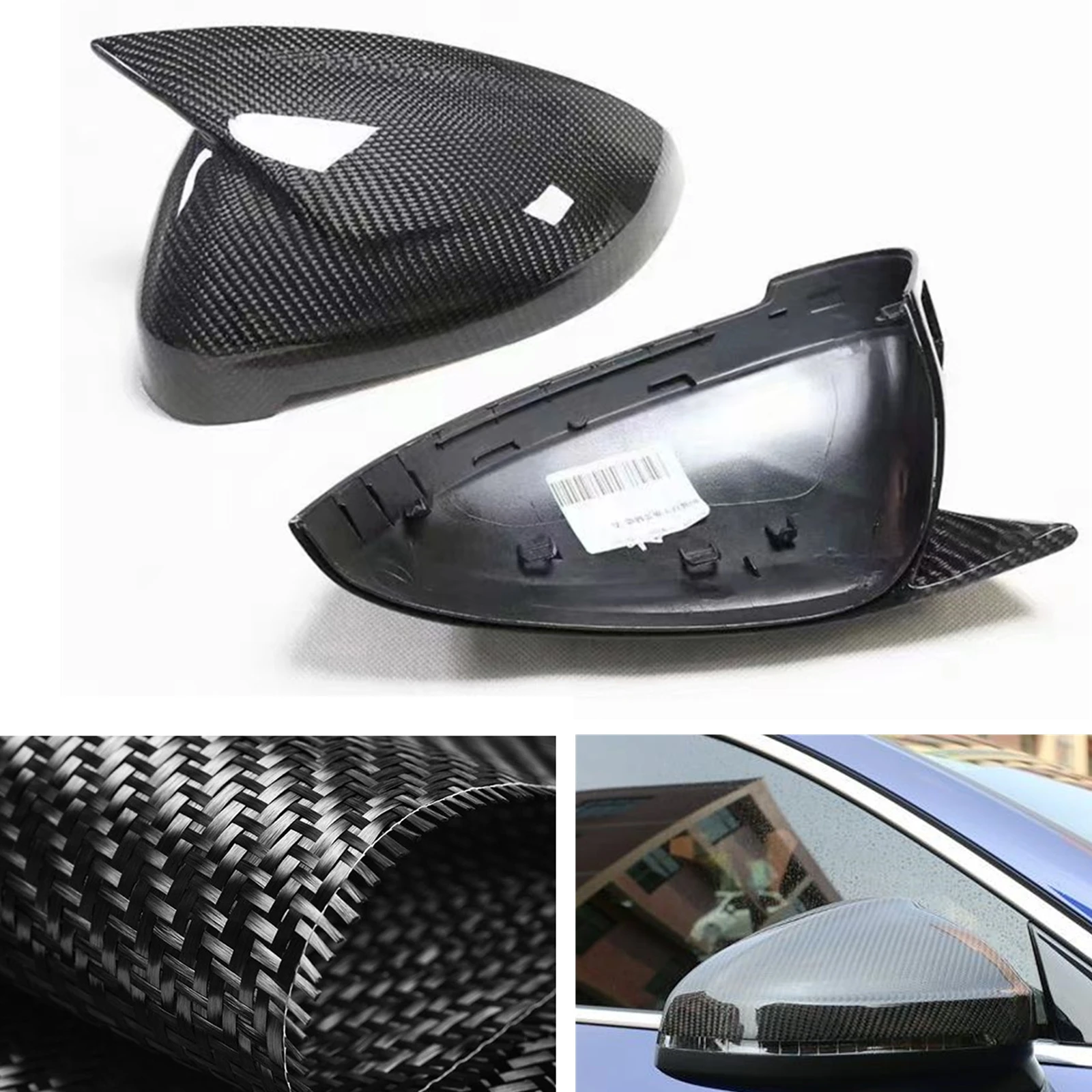 

Car Rear View Mirror Cover Side Cap Reverse Case Shell W/ Lane Assist Carbon Fiber For Audi RS4 S4 A4 B9 2017 2018 2019