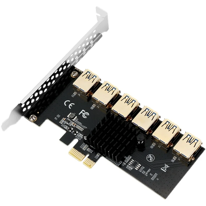 Райзер PCIE с 1 на 6 слотов PCI Express усилитель Райзера адаптер карты USB3.0 X1 X16 010X для