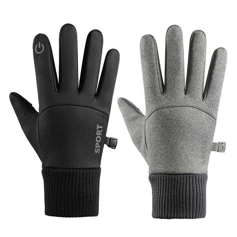 

Men Winter Waterproof Cycling Gloves Outdoor Sports Motorcycle Ski Touch Screen Fleece Gloves Full Fingers