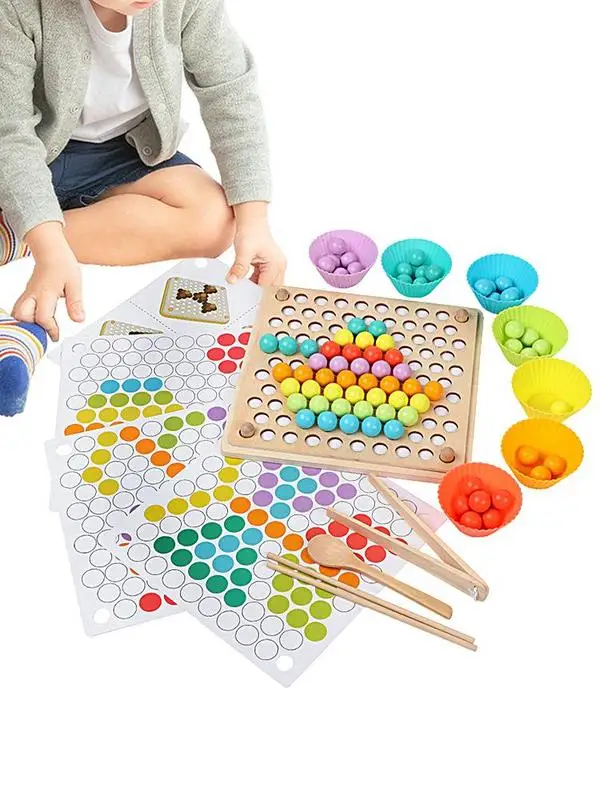 

Montessori Bead Game Wooden Peg Board Beads Game Color Sorting Toys Counting Matching Game For Math Preschool Learning Toddlers