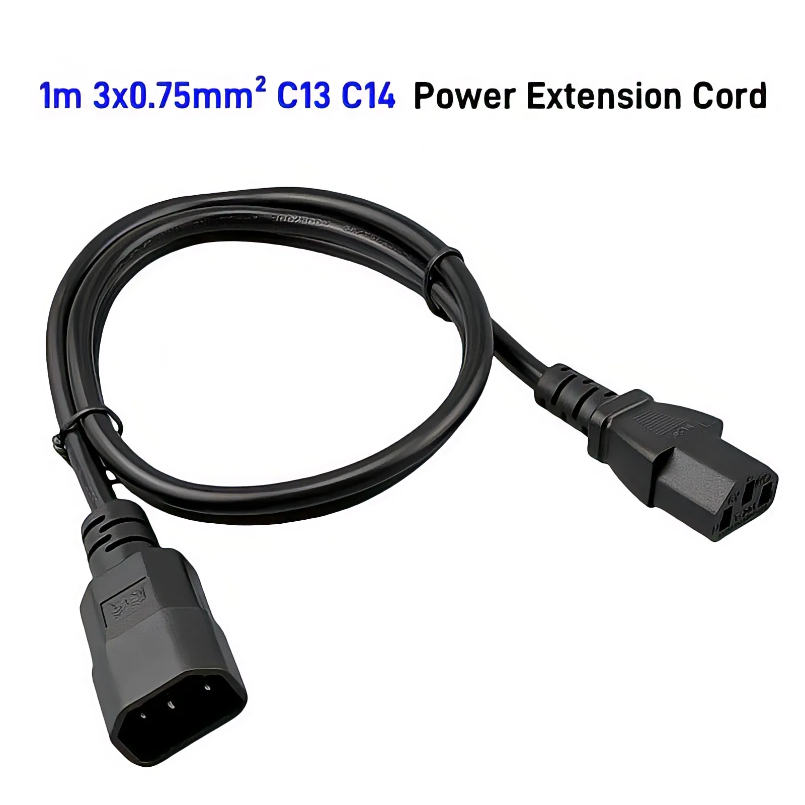 

Кабель питания IEC C13 C14, 1 м, удлинитель, кабель питания для ПК, проектора, компьютерного монитора