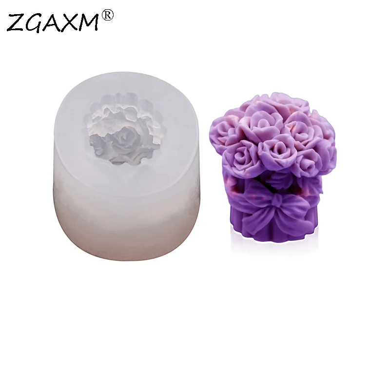LM 100-diy Flower aromatherapy candle silicone mould 3d Flower Basket Candle silicone Mold Soap ​soy wax white beeswax  mould