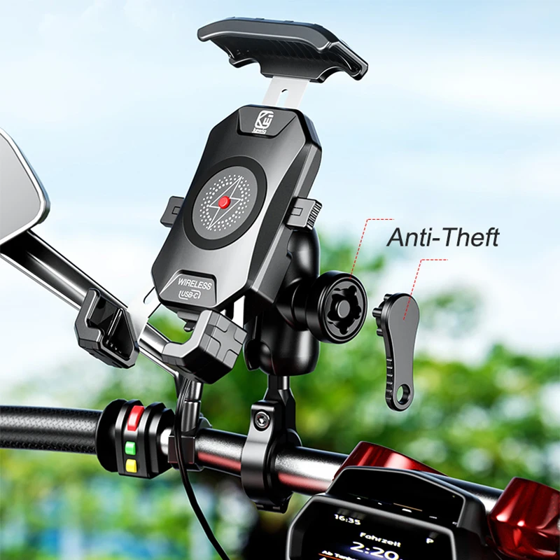 

Motorcycle Phone holder 12V 20W Type C PD USB C Quick Charger 15W Wireless Charger Cradle Holder Bike for 4.0-7.0 Cellphone