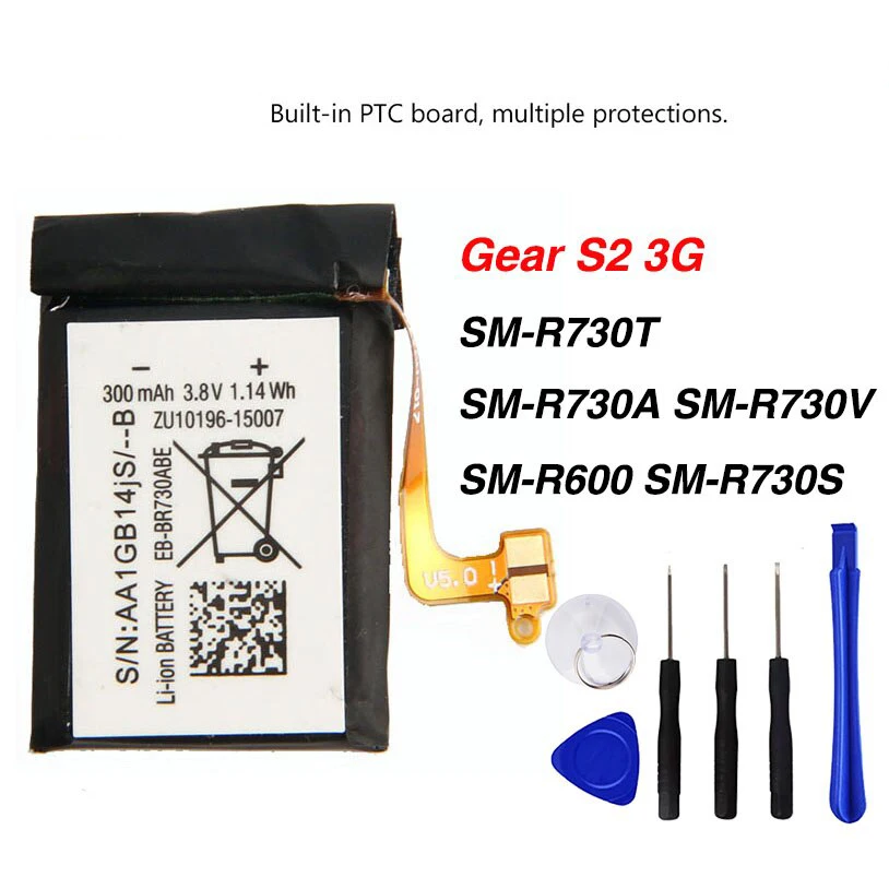 

Original EB-BR730ABE Battery For Samsung Gear S2 3G R730 SM-R730A SM-R730V SM-R600 SM-R730S SM-R730T 300mAh