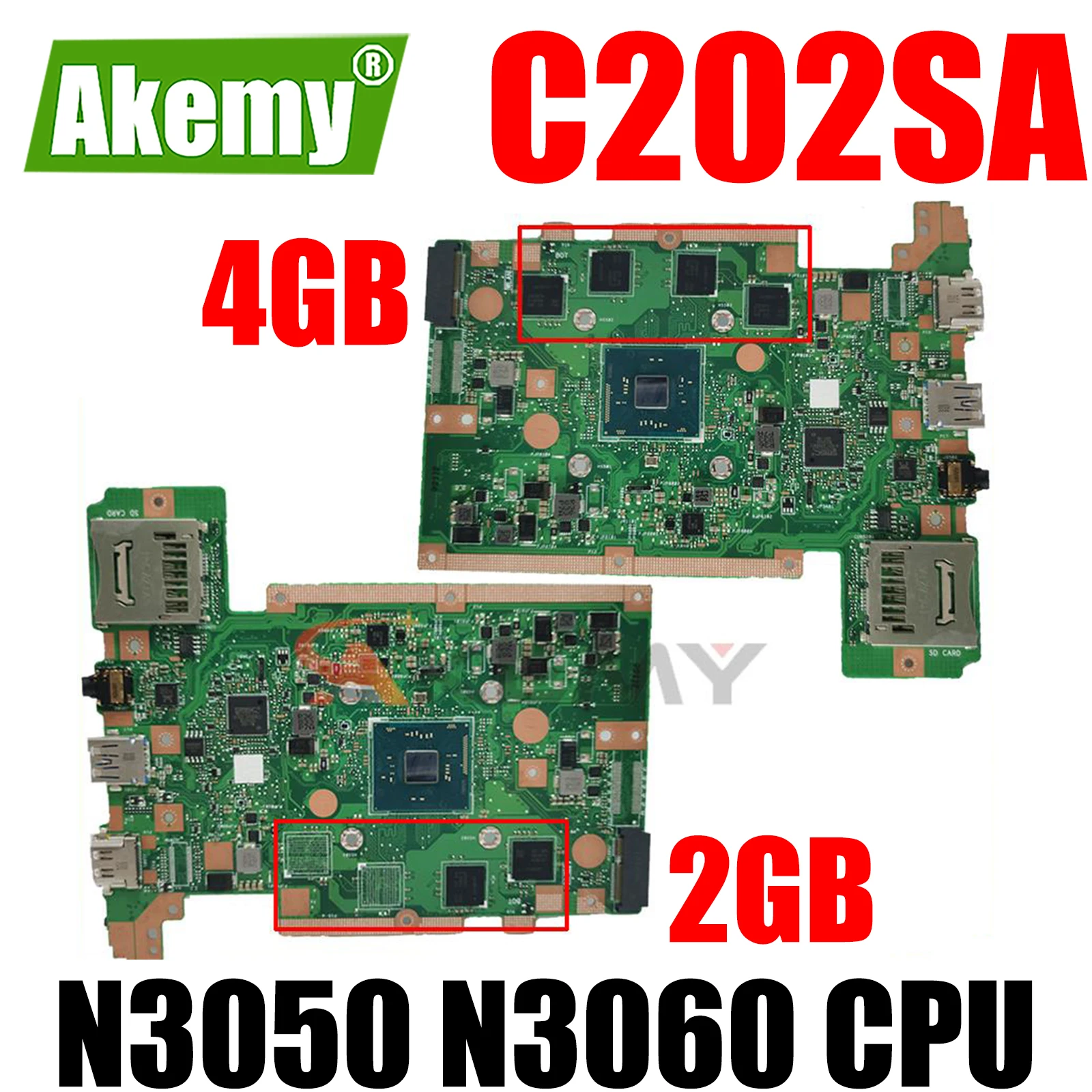 

C202S for ASUS C202SA C202S C202 Laptop Motherboard N3050 N3060 CPU 2GB 4GB RAM 16G 32G SSD Mainboard