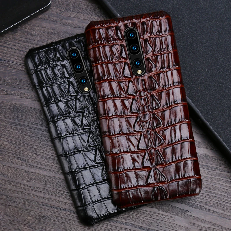 

Genuine Leather Phone Case For Oneplus 8 Pro 7 Pro 7T Pro 6 6T 5 5T 3 3T Case Crocodile Tail Texture Back Cover Cowhide Funda