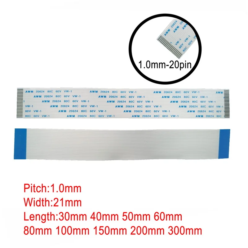 Гибкий кабель FFC FPC AWM 20624 80C 60 в плоский гибкий мм 100 150 200 250 300 400 |