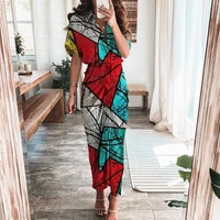 womens dress summer fashion lace up printed single breasted dress womens casual short sleeve turn down collar shirt dress