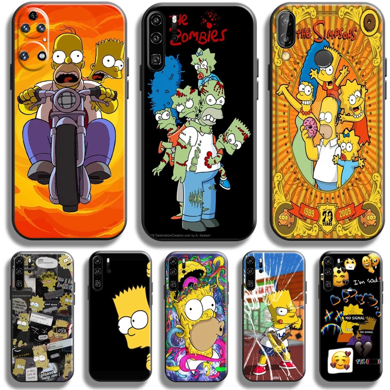 

Cute Homer Family S-Sim Psons For Huawei P50 P40 P30 P20 Pro Lite 5G Phone Case For Huawei P Smart Z 2021 Silicone Cover Black