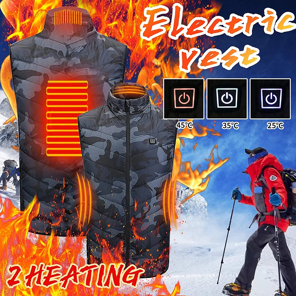 

2 /4/9/11 Heated Jacket Fashion Men Women Coat Intelligent USB Electric Heating Thermal Warm Clothes Winter Heated Vest Plussize