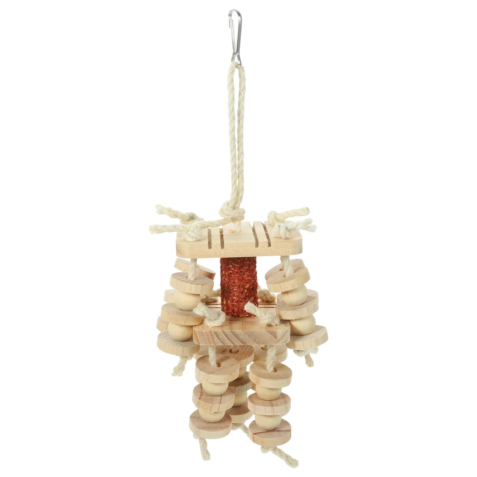 

Toy Bird Parrot Hanging Chew Cage Bite Toys Paper Pet Chewing Large Wooden Foraging