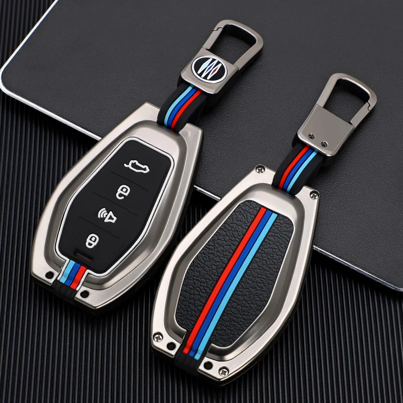 New Zinc Alloy Car Key Case for Chery X70 X95 X90 Car Key Case 3 Buttons Remote Control Protect Cover Keychain Accessories