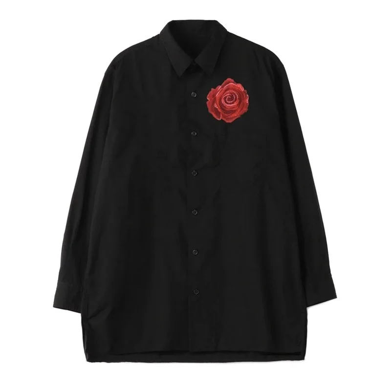 

Dark Japan Style Flower Embroidery Original Men'S Shirts & Blouses For Women Yohji Homme Unisex Oversize Men Clothin