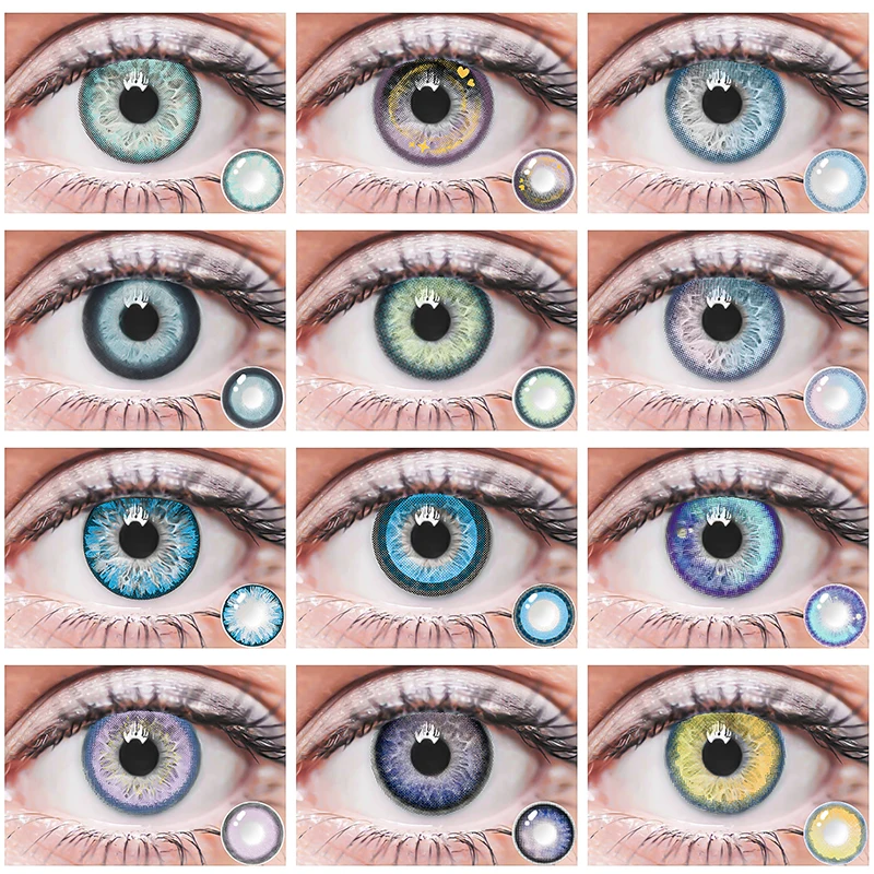

2pcs Colored Contact Lenses with Graduated for Eyes Change Color Beautiful Pupil Colored Contacts Cosmetic Green and Blue Lens