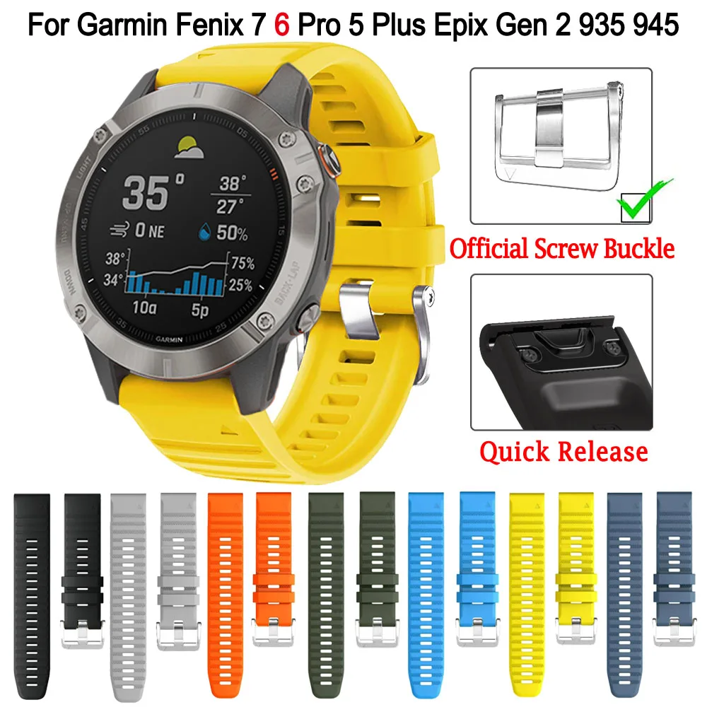 

22mm Quickfit Smartwatch Silicone Band For Garmin Fenix 6 Pro 7 5 Plus Bracelet Epix Gen 2 Forerunner 935 945 Official 1:1 Strap