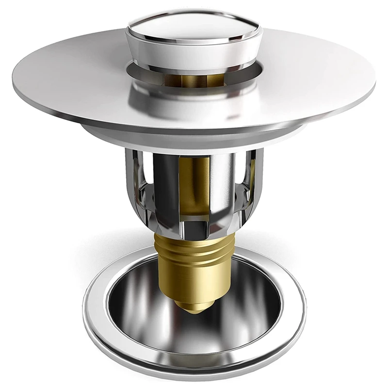 

New-Bathroom Sink Drain Plug Bathtub Plug With Hair Extractor, Bullet-Type Push Basin -Up Drain Filter