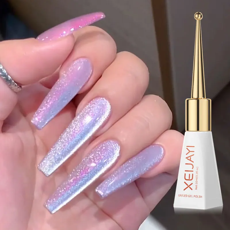 

Rosemary Crystal Cat Eye Gel Nail Polish 10ml Glacial Month Magnetic Gel Semi Permanent Soak Off UV LED Gel For Nail Art Design