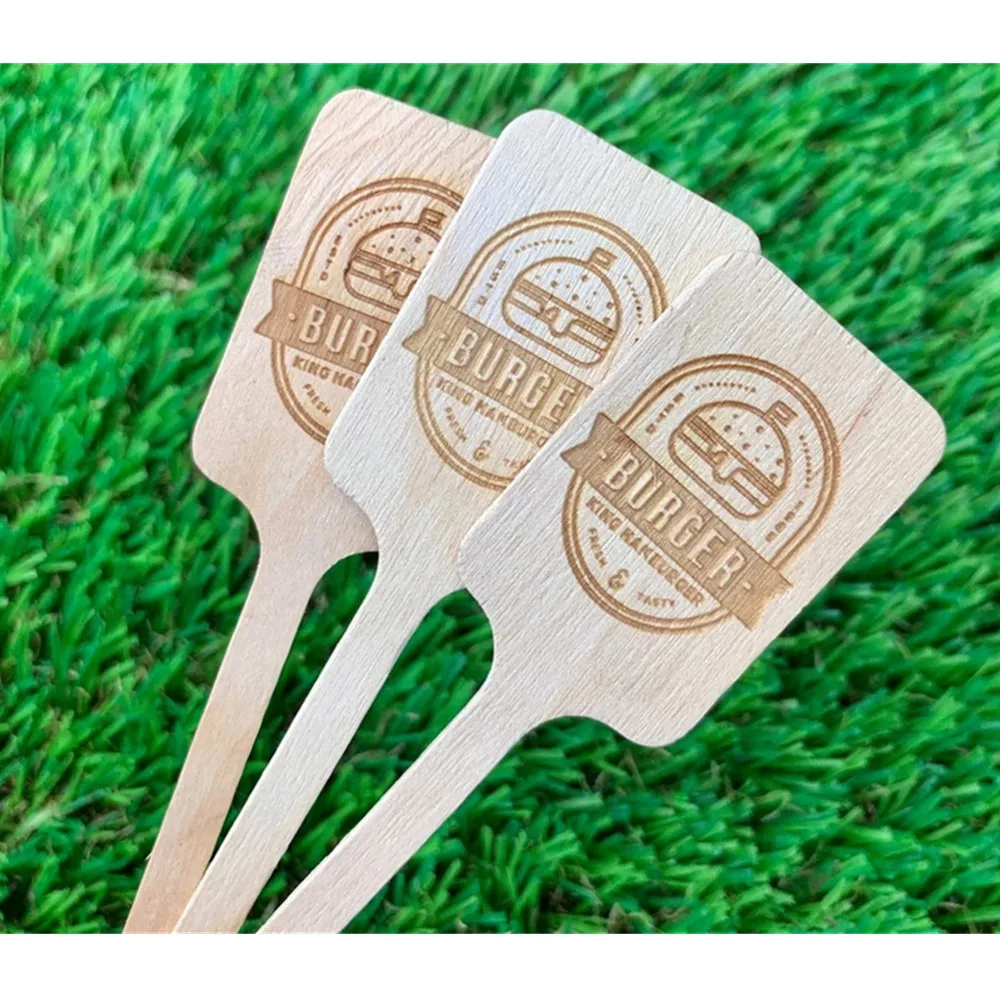 50 палочек для перемешивания на заказ (ТОЙ ЛОГОТИП) с деревянной гравировкой