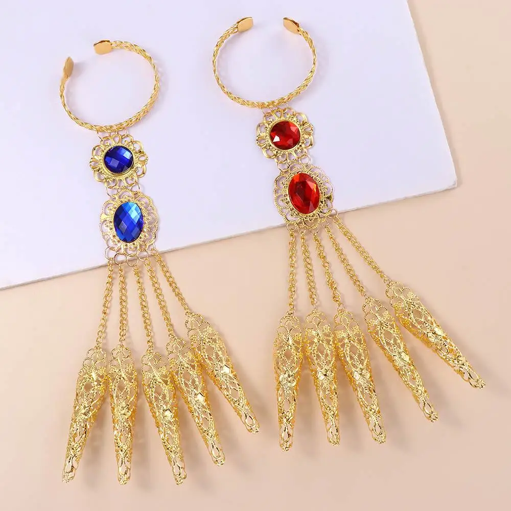 Костюм с полым кончиком пальца защита синего драгоценного камня индийские