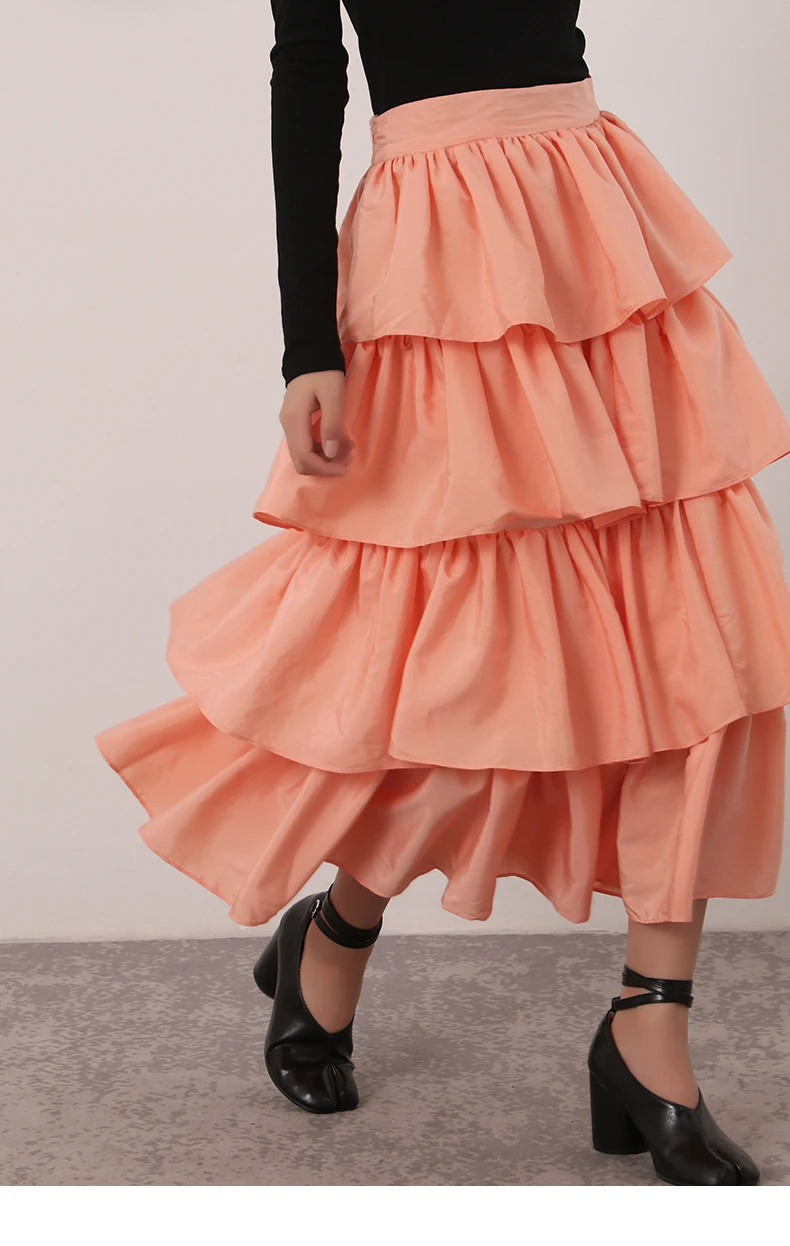 

Женская модельная юбка с завышенной талией TB2935, модная дизайнерская оранжевая трапециевидная юбка для зимы и весны