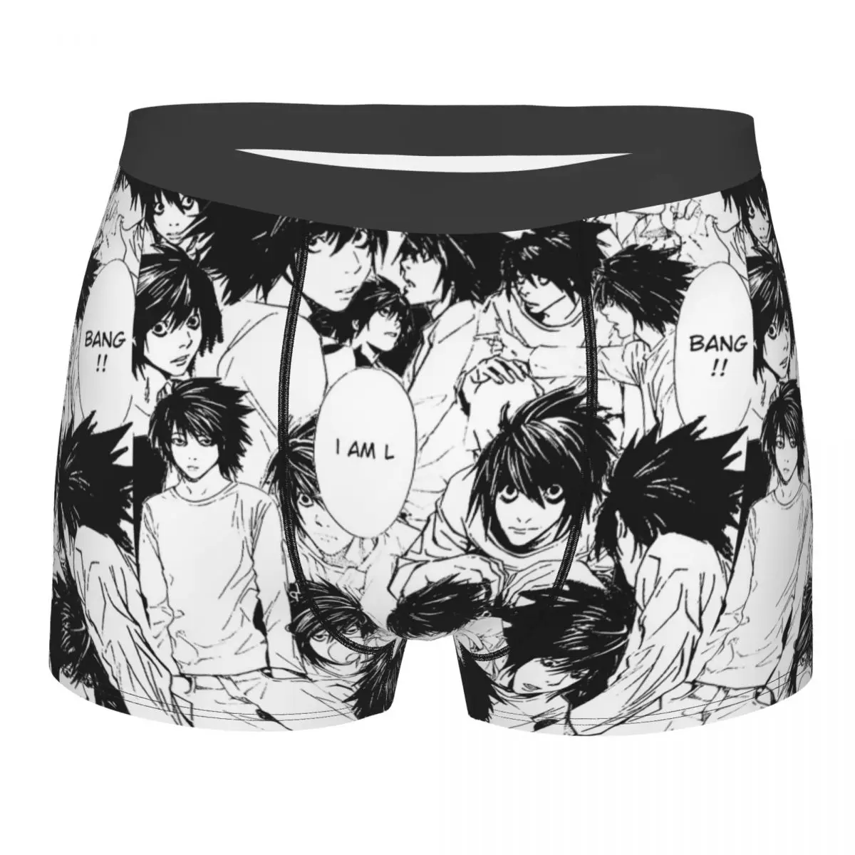 

Death Note Lawliet Collage Men Underwear Shinigami Anime Boxer Briefs Shorts Panties Polyester Underpants for Homme Plus Size