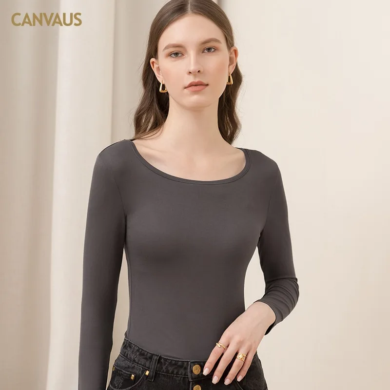 Fall solid round neck fitted low neck bottoming shirt women slim thin nine quarter sleeve Korean version clothing