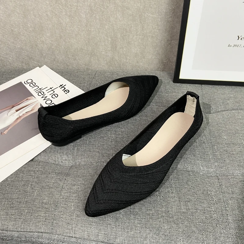 

Women Ballet Flats Shoes Slip on Pointed Toe Ladies Casual Shoes Knitting Comfortable Soft Loafers Shoes for Pregnant Woman