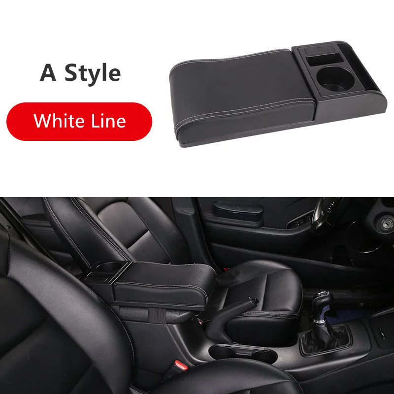 

Универсальный автомобильный подлокотник с двойным USB-подстаканником, съемный ящик для хранения из искусственной кожи, подставка для локтя, аксессуары для автозапчастей интерьера