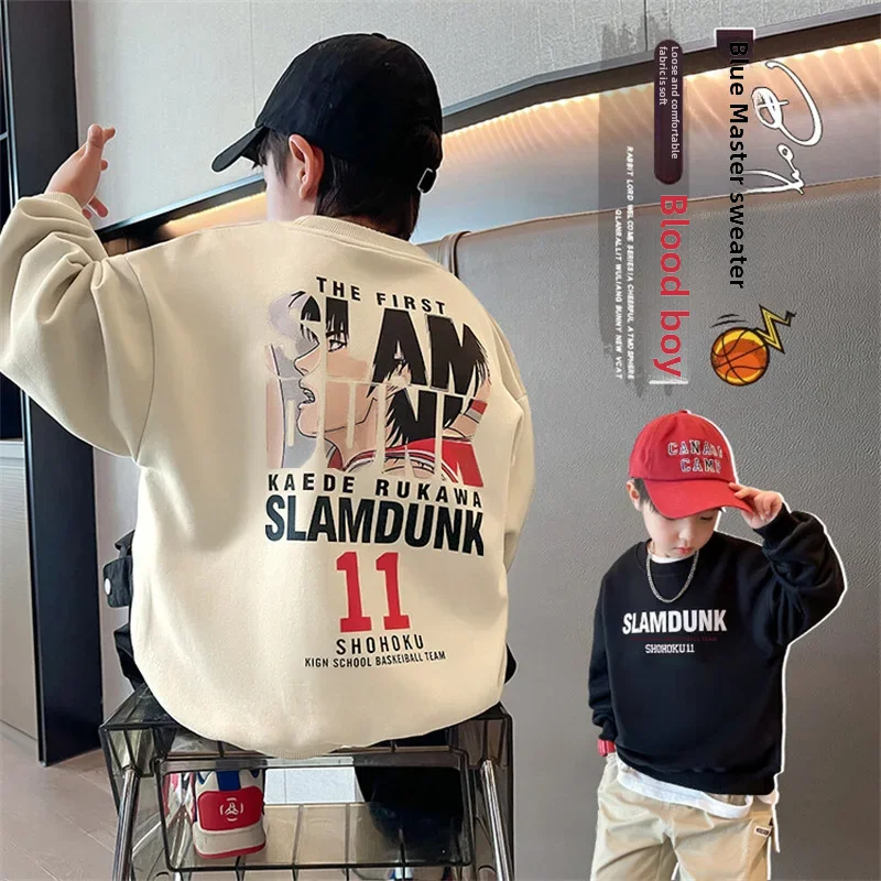 Толстовка на весну и осень для мальчиков новинка 2023 модный пуловер рубашка с