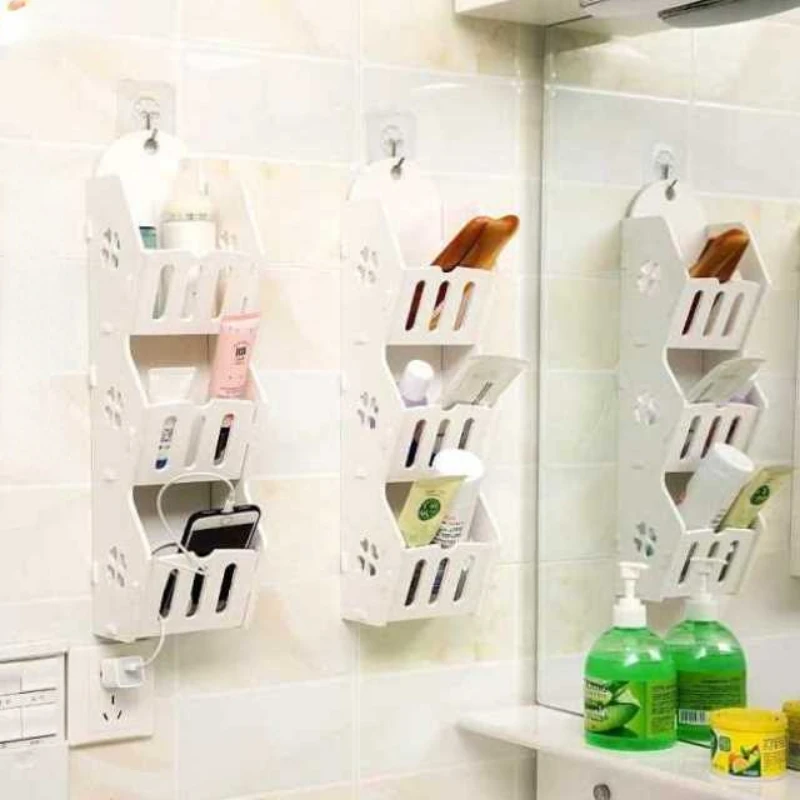 

Wall-Mounted Holder Bathroom Wall Surface Layered Vertical Bathroom Bathroom Storage Rack Wall-Mounted Toiletries