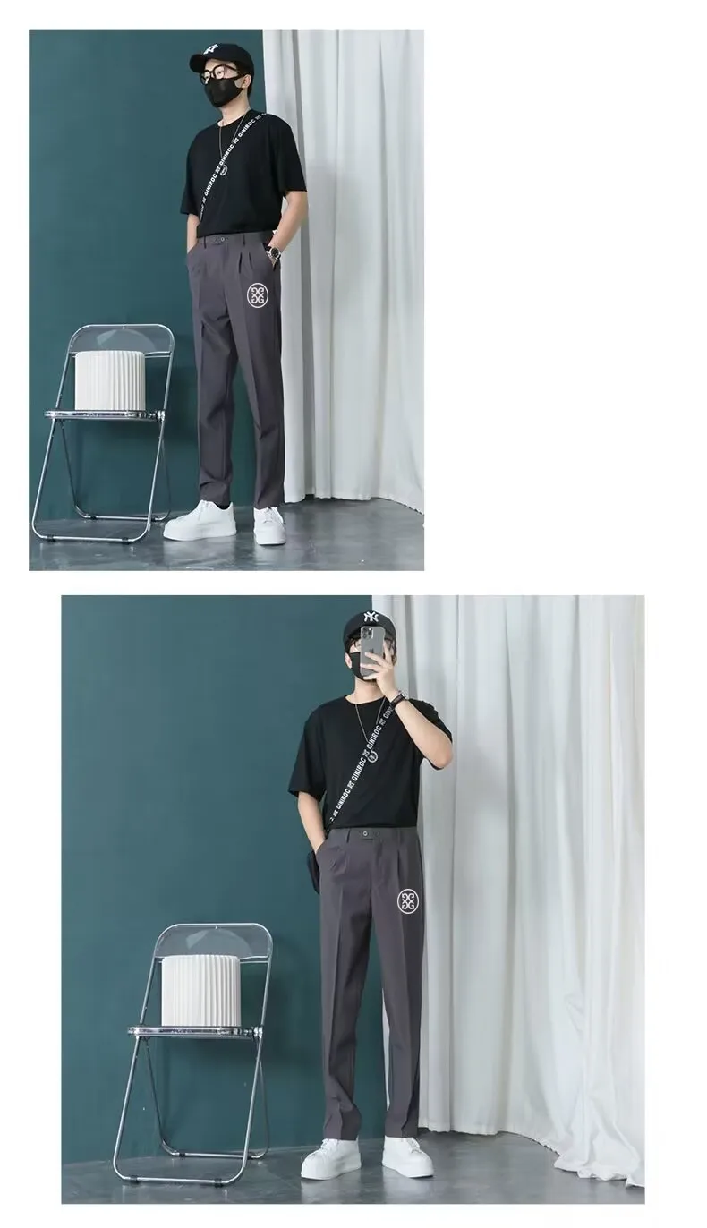 Casual Suit Pants 2023 Men's Summer Thin Straight Trousers Men's Golf Loose Long Trousers