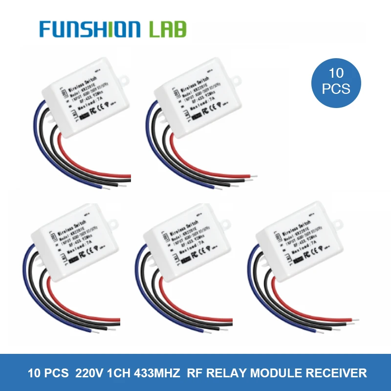 FUNSHION 433.92 MHz 10pc Wireless switch universal AC 85-265V CH Remote Control Receiver 433mhz maxload 7A high quality |