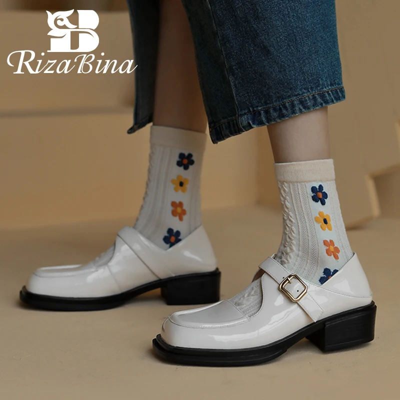 

RIZABINA Size 34-40 Women Pumps 2022 New Fashion Spring High Heels Shoes For Woman Buckle Casual Daily Office Lady Footwear