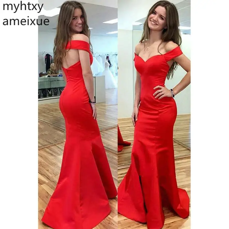 

2023 New Simple Red Sexy Cheap Evening Dresses Sweetheart Beaded Mermaid Prom Dress Long Back Gowns Custom Made Robe De Soiree