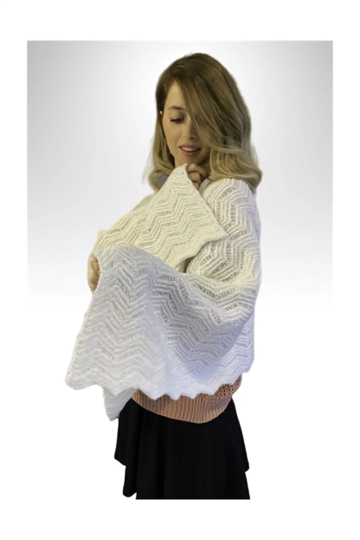 

Женская длинная шаль из вуали, теплая зимняя цветная шаль, Женский высококачественный шарф, мягкая белая вязаная одежда с узором в виде шевр...