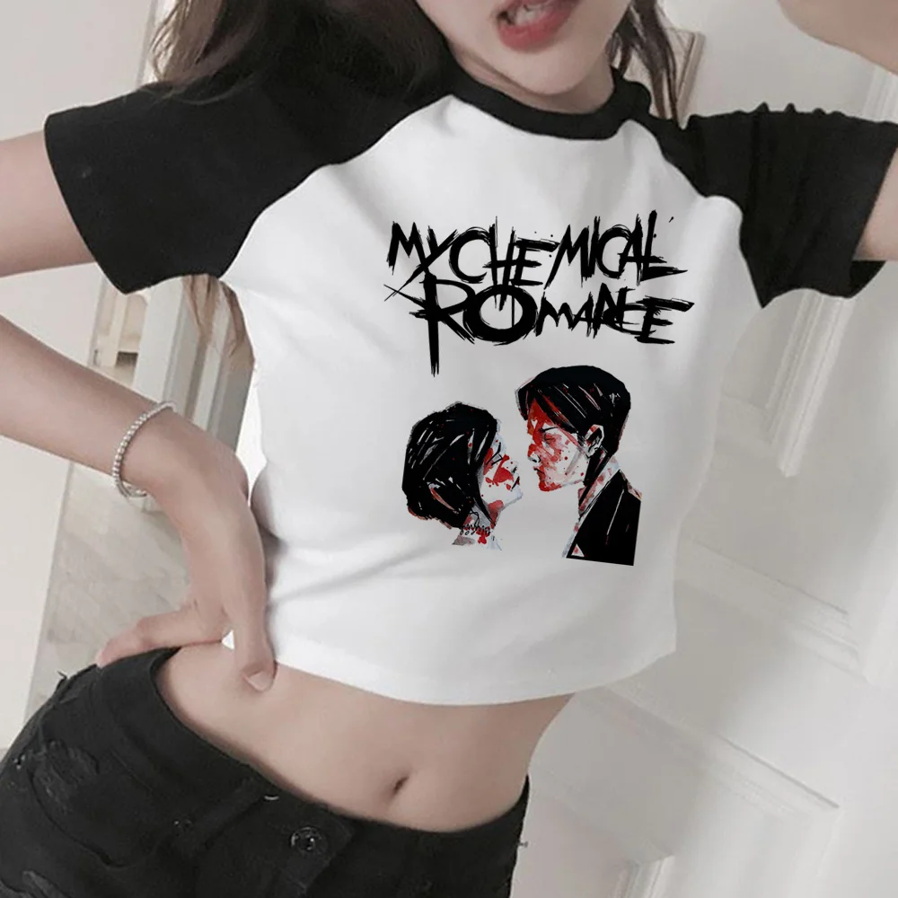 УКОРОЧЕННЫЙ ТОП my chemical romance 90-х с графическим рисунком укороченный топ для