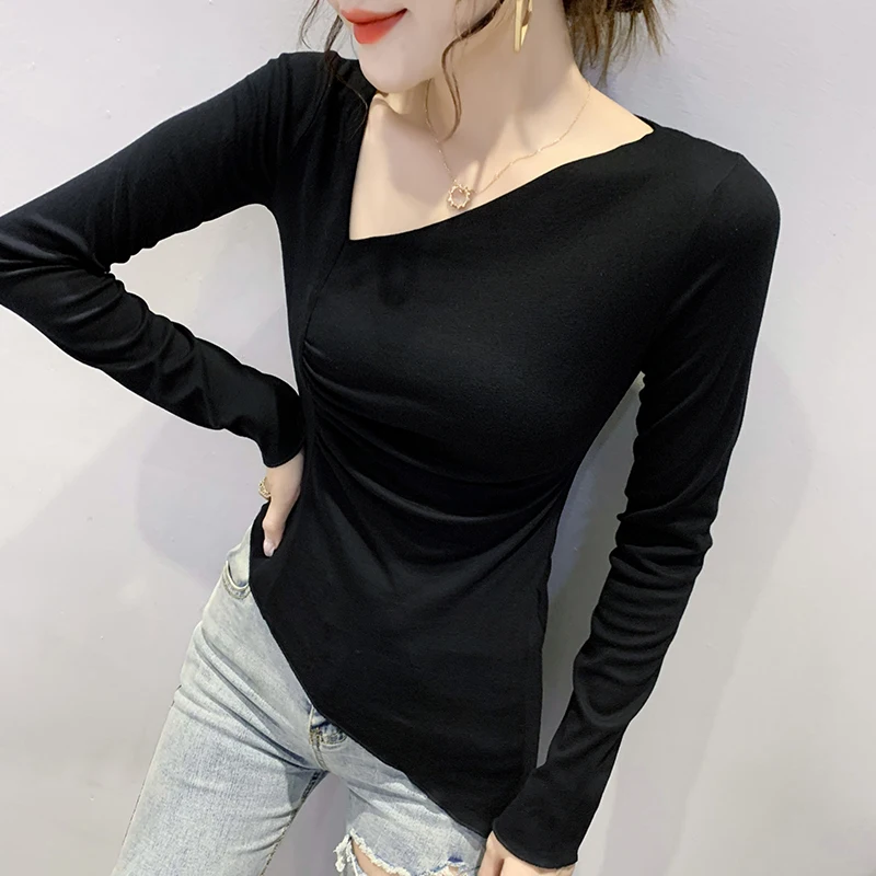 Женская Асимметричная рубашка с длинным рукавом и асимметричным подолом |