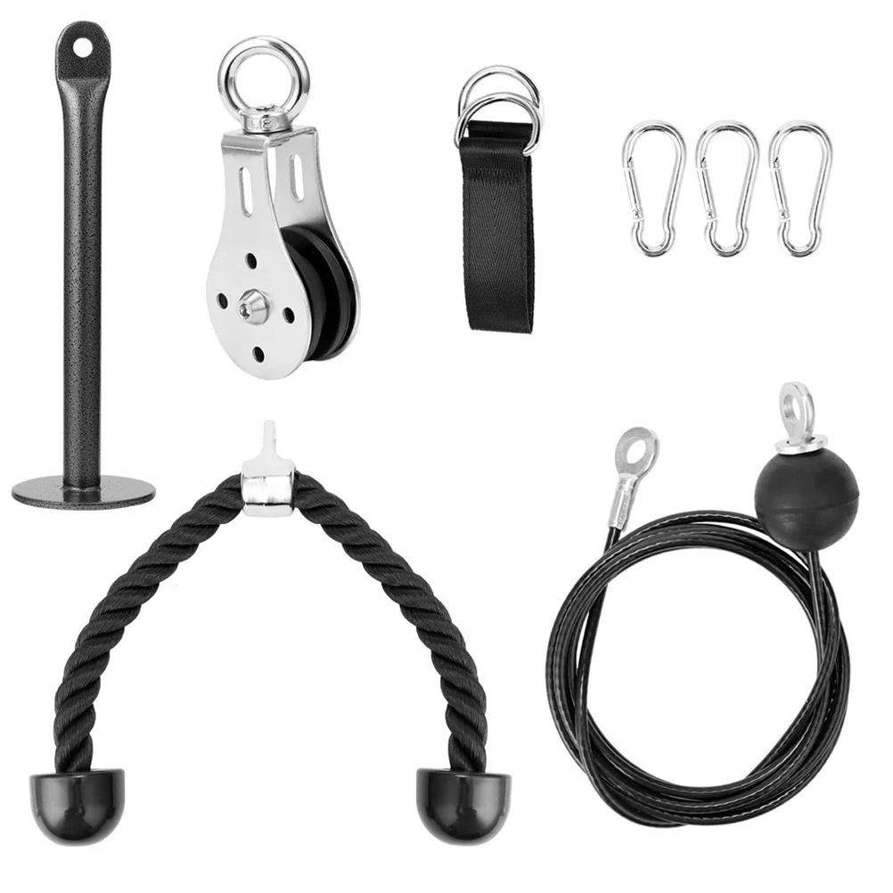 

1 Set/8PCS Arm Pulley System with Pulley Loading Pin Hanging Strap Tricep Rope
