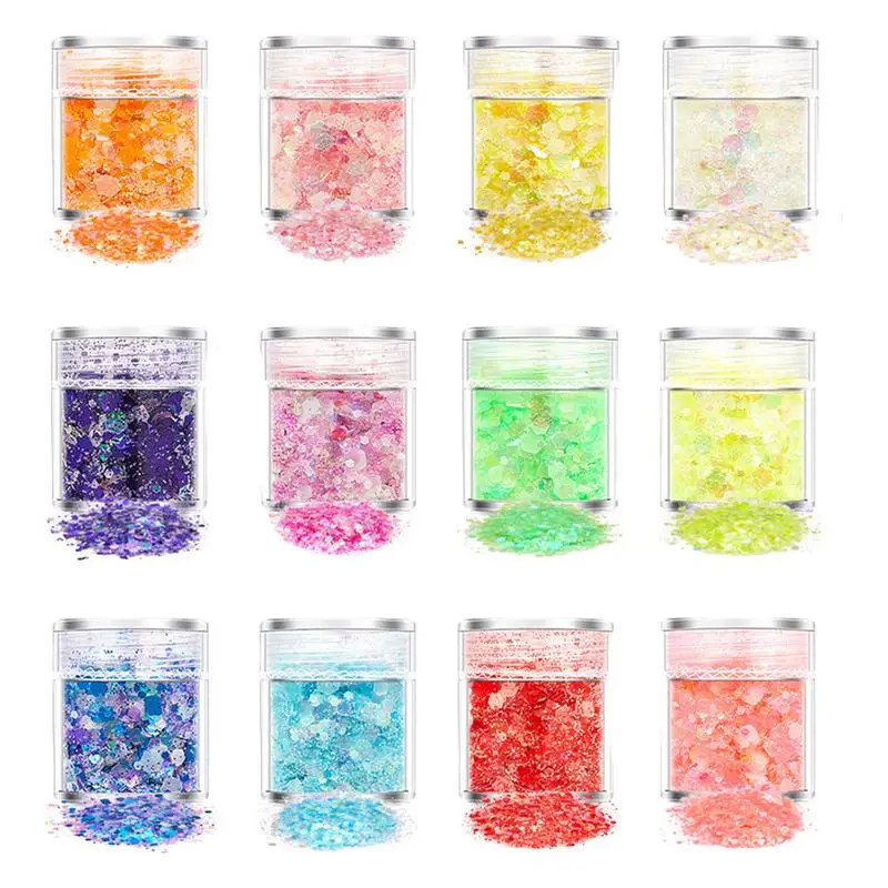 

12 цветов, светящиеся блестки, светящиеся Блестки для ногтей, Блестящие Блестки для тумблера, эпоксидная смола, косметические поделки для те...
