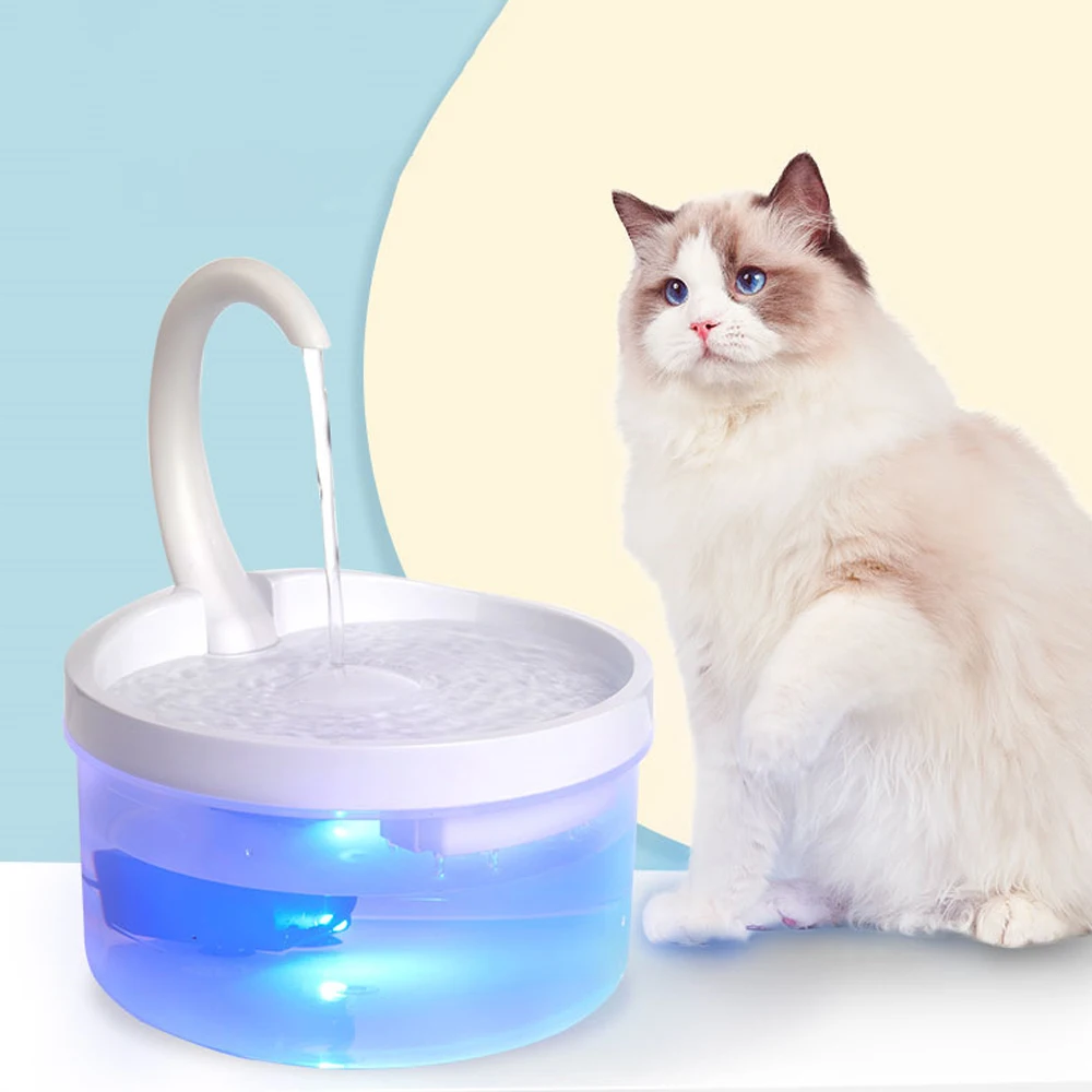 

2L Cats Pet Water Fountain USB Powered Automatic Dispenser Cat Feeder LED Blue Light Filter Mute Drink For Cats Drinking Bowl