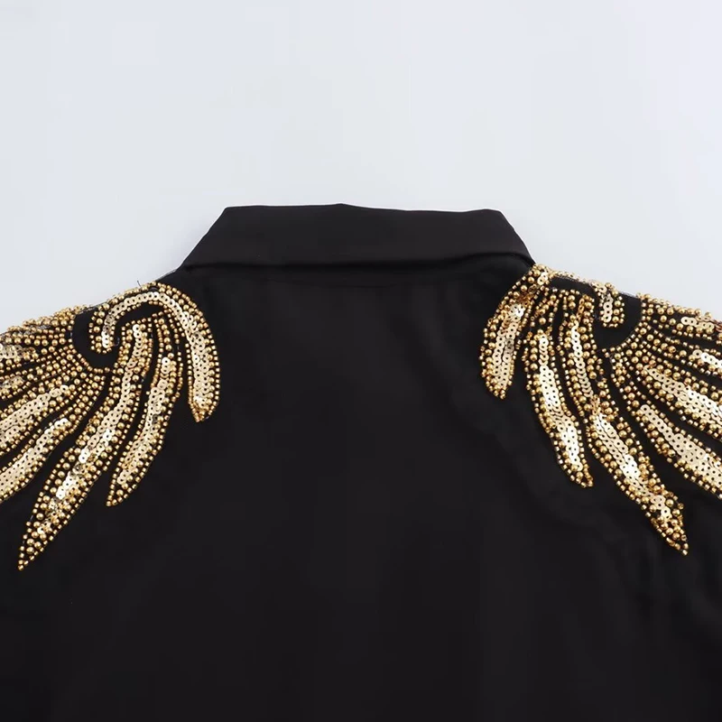 Дизайнерская рубашка с блестками и крыльями на плечах мистические свободные