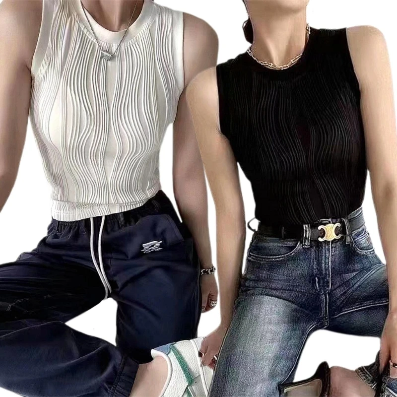 

N7YD однотонные пикантные укороченные жилеты облегающие майки Топ для лета Женские повседневные