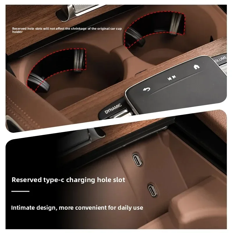 Фото Подстаканник и беспроводная зарядная панель для Mercedes 24-25 GLE W167 350 v167 купе gls x167 450 500e 350d, аксессуары для отделки салона. №4
