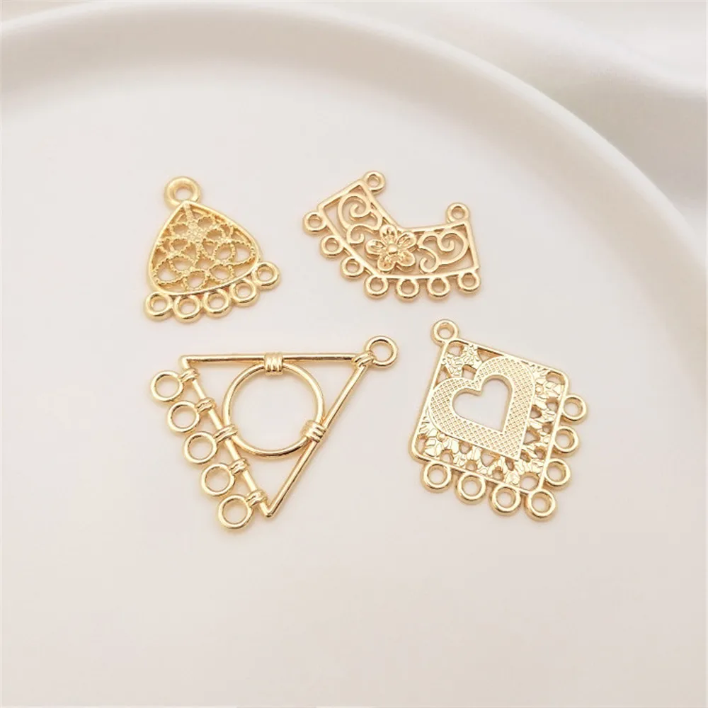 

14K Gold Filled Plated Accessories Porous tassel sweater chain pendant hairpin earrings pendant DIY necklace pendant material