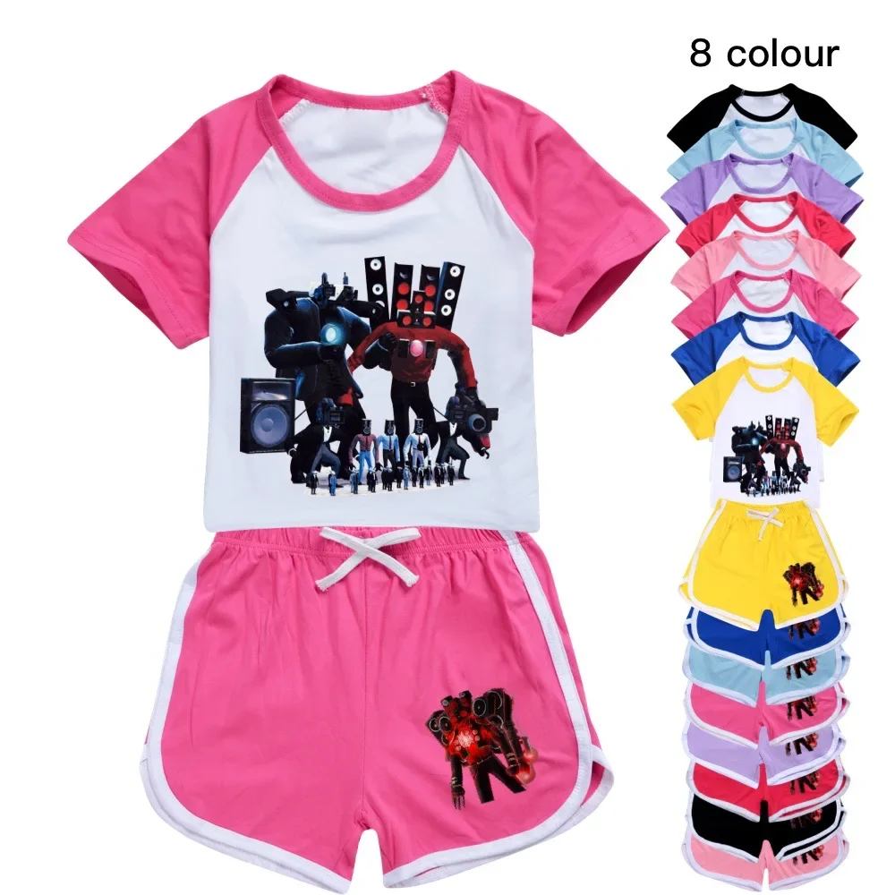 

Game Skibidi Toilet Clothes Kids Carmeraman TV Man T-shirt Shorts 2pcs Sets Teenager Boys Sportsuit Toddler Girls Casual Outfits