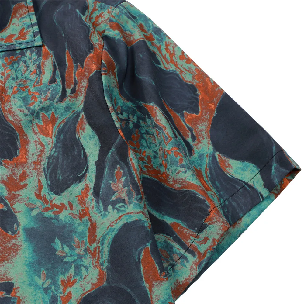 OSCN7 Casual Printed Short Sleeve Shirt Men Street 2022 Hawaii Beach Oversize Women Fashion Harujuku Shirts for Men 143