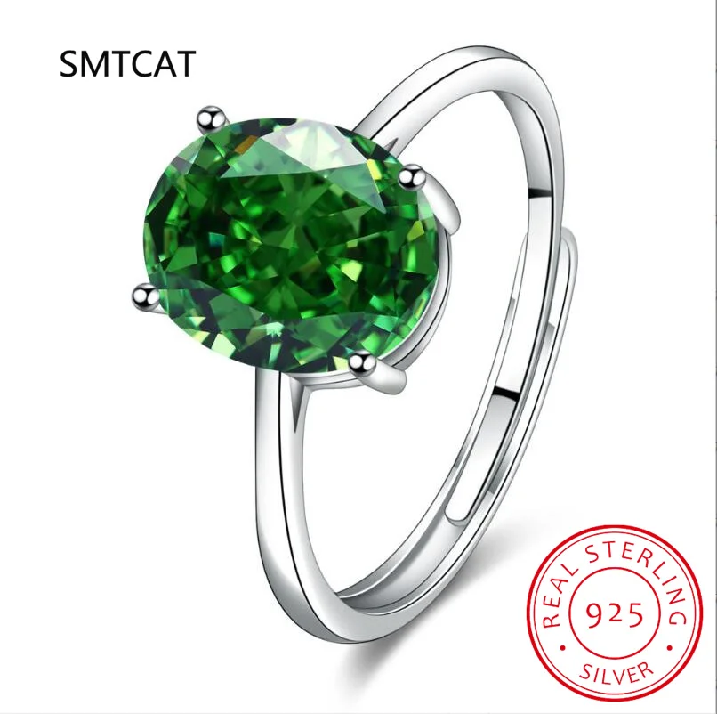 

Oval Green Genuine Peridot 925 Sterling Silver Rings for Women Fashion Gemstone Jewelry Solitaire Engagement Band
