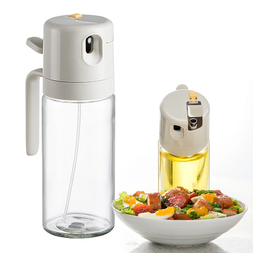 

Olive Oil Bottle Dispenser 2 In 1 Cooking Oil Sprayer Dispenser Glass Auto Flip Lid No Drip Oil Pourer Kitchen Vinegar Dispenser