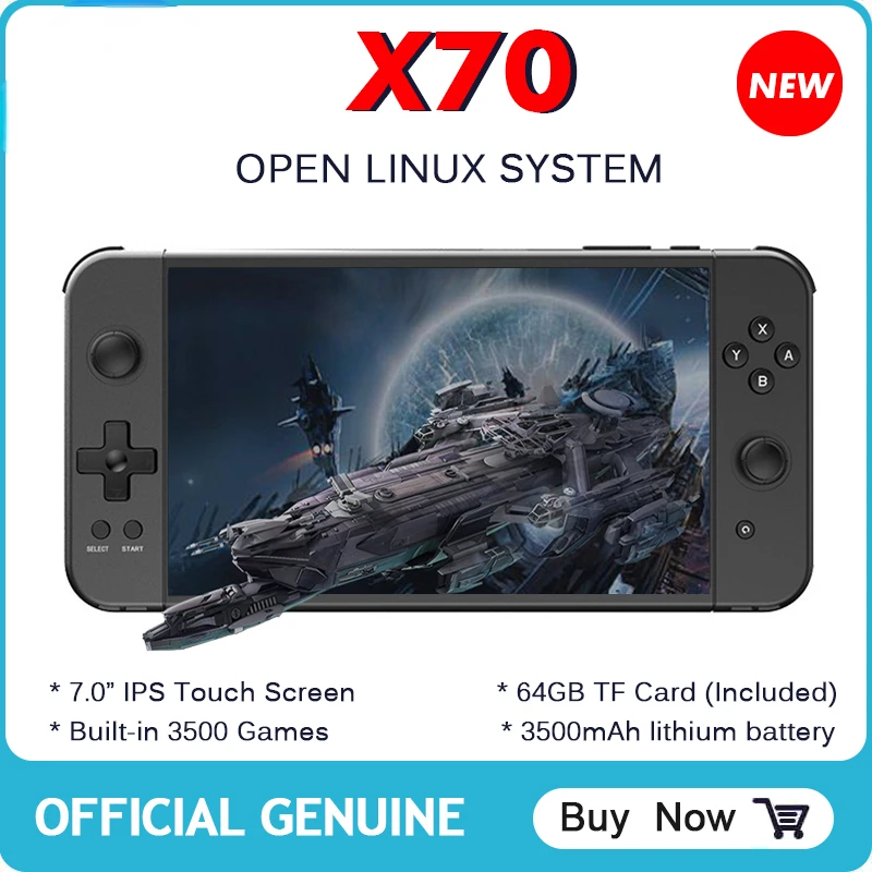 

X70 Video Game Console Handheld Game Player Dual Joystick Built-in 3500 Games 7-in Screen Music Video Player HD Output