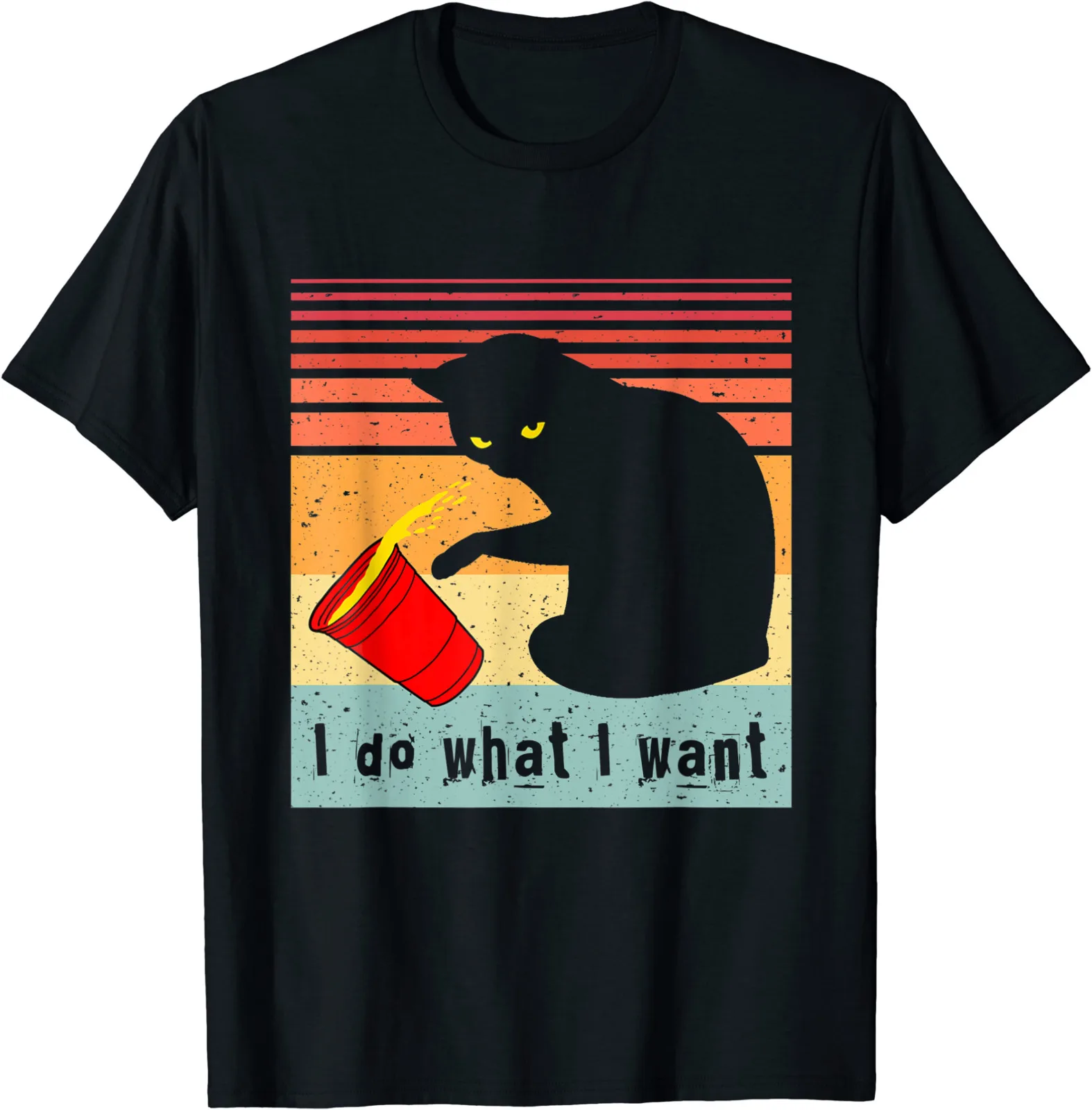 

Do What I Want Vintage Black Cat Red Japanese T Crew Neck T-shirt Men Short Sleeve Casual Tshirt Tee Tops Tshirt Outfits